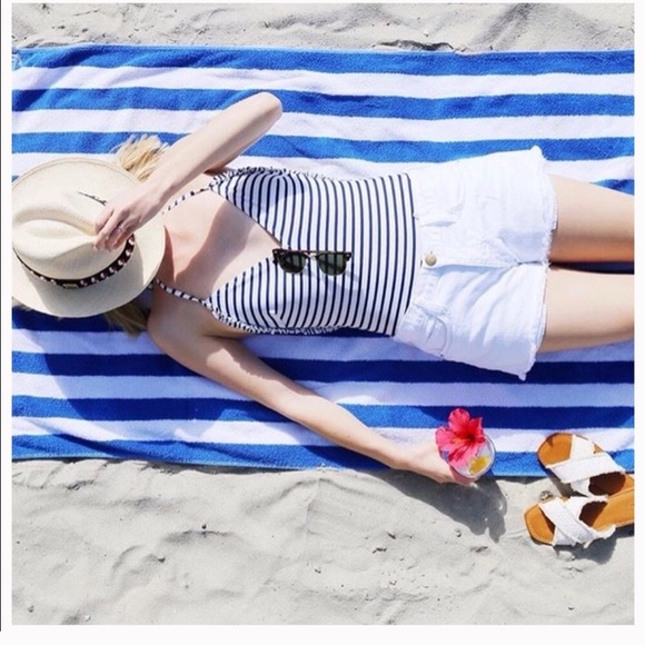 J Crew • Nautical Blue Striped One Piece Swimsuit - Picture 2 of 8